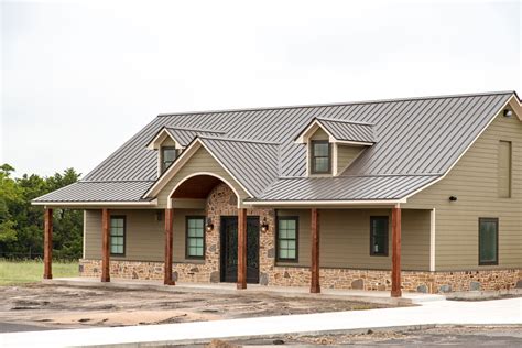 tan siding house with metal roof|metal barn siding.